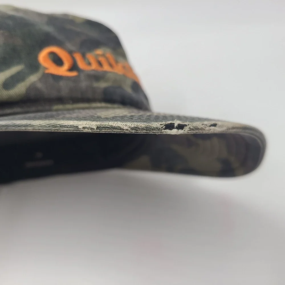 Quiksilver Hat Snapback Camo Green Brown Black Orange Logo Surf Skate Distressed